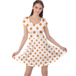 Polka Dots - Orange on White Cap Sleeve Dress