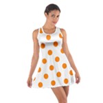 Polka Dots - Orange on White Cotton Racerback Dress