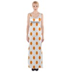 Polka Dots - Orange on White Maxi Thigh Split Dress
