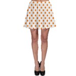Polka Dots - Orange on White Skater Skirt