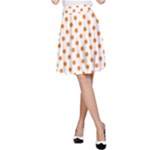 Polka Dots - Orange on White A-Line Skirt