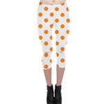 Polka Dots - Orange on White Capri Leggings