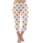 Polka Dots - Orange on White Capri Winter Leggings
