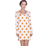 Polka Dots - Orange on White Long Sleeve Nightdress