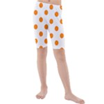 Polka Dots - Orange on White Kid s Mid Length Swim Shorts