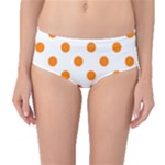 Polka Dots - Orange on White Mid-Waist Bikini Bottoms