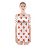 Polka Dots - Tangelo Orange on White Women s Cutout Shoulder Dress