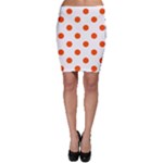 Polka Dots - Tangelo Orange on White Bodycon Skirt