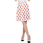 Polka Dots - Tangelo Orange on White A-Line Skirt