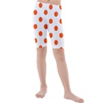 Polka Dots - Tangelo Orange on White Kid s Mid Length Swim Shorts