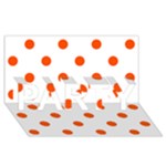 Polka Dots - Tangelo Orange on White PARTY 3D Greeting Card (8x4)