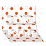 Polka Dots - Tangelo Orange on White TAKE CARE 3D Greeting Card (7x5)