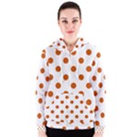 Polka Dots - Burnt Orange on White Women s Zipper Hoodie