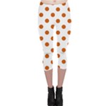 Polka Dots - Burnt Orange on White Capri Leggings