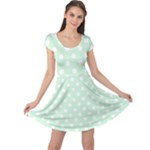 Polka Dots - White on Pastel Green Cap Sleeve Dress
