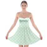 Polka Dots - White on Pastel Green Strapless Bra Top Dress