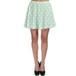 Polka Dots - White on Pastel Green Skater Skirt