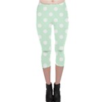 Polka Dots - White on Pastel Green Capri Leggings
