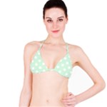 Polka Dots - White on Pastel Green Bikini Top