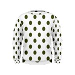 Polka Dots - Army Green on White Kid s Sweatshirt