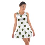 Polka Dots - Army Green on White Cotton Racerback Dress