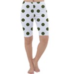 Polka Dots - Army Green on White Cropped Leggings