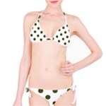 Polka Dots - Army Green on White Bikini Set