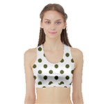 Polka Dots - Army Green on White Women s Sports Bra with Border