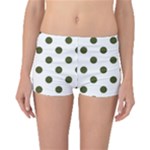 Polka Dots - Army Green on White Boyleg Bikini Bottoms