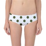 Polka Dots - Army Green on White Classic Bikini Bottoms