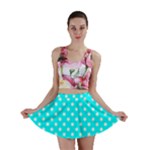 Polka Dots - White on Aqua Cyan Mini Skirt