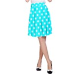 Polka Dots - White on Aqua Cyan A-Line Skirt