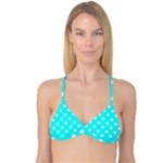 Polka Dots - White on Aqua Cyan Reversible Tri Bikini Top