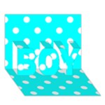 Polka Dots - White on Aqua Cyan BOY 3D Greeting Card (7x5)