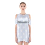 Polka Dots - White on Pastel Blue Women s Cutout Shoulder Dress