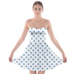 Polka Dots - Iceberg Blue on White Strapless Bra Top Dress