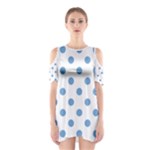 Polka Dots - Iceberg Blue on White Women s Cutout Shoulder Dress