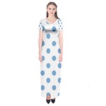 Polka Dots - Iceberg Blue on White Short Sleeve Maxi Dress