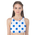 Polka Dots - Dodger Blue on White Tank Bikini Top