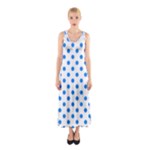 Polka Dots - Dodger Blue on White Full Print Maxi Dress