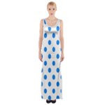 Polka Dots - Dodger Blue on White Maxi Thigh Split Dress