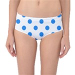 Polka Dots - Dodger Blue on White Mid-Waist Bikini Bottoms