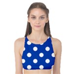 Polka Dots - White on Cobalt Blue Tank Bikini Top