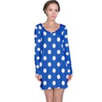 Polka Dots - White on Cobalt Blue Long Sleeve Nightdress
