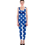 Polka Dots - White on Cobalt Blue OnePiece Catsuit