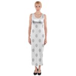 Polka Dots - Light Gray on White Fitted Maxi Dress