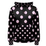 Polka Dots - Classic Rose Pink on Black Women s Pullover Hoodie