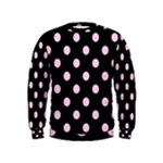 Polka Dots - Classic Rose Pink on Black Kid s Sweatshirt