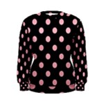 Polka Dots - Light Pink on Black Women s Sweatshirt