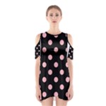 Polka Dots - Light Pink on Black Women s Cutout Shoulder Dress